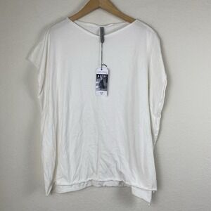Cynthia Ashby Size 1 Ace Tunic Top White Oversized Lagenlook Tee Designer Cotton